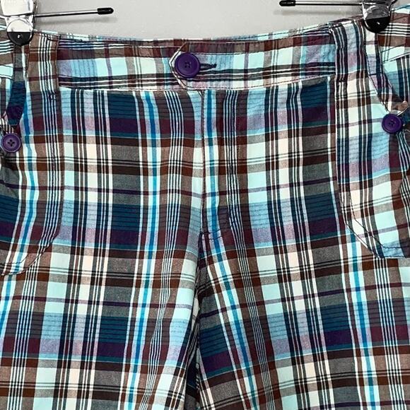JMS Just My Size Women Plus 22W Teal Blue Plaid Shorts Y2K Preppy Casual Country - Picture 2 of 10
